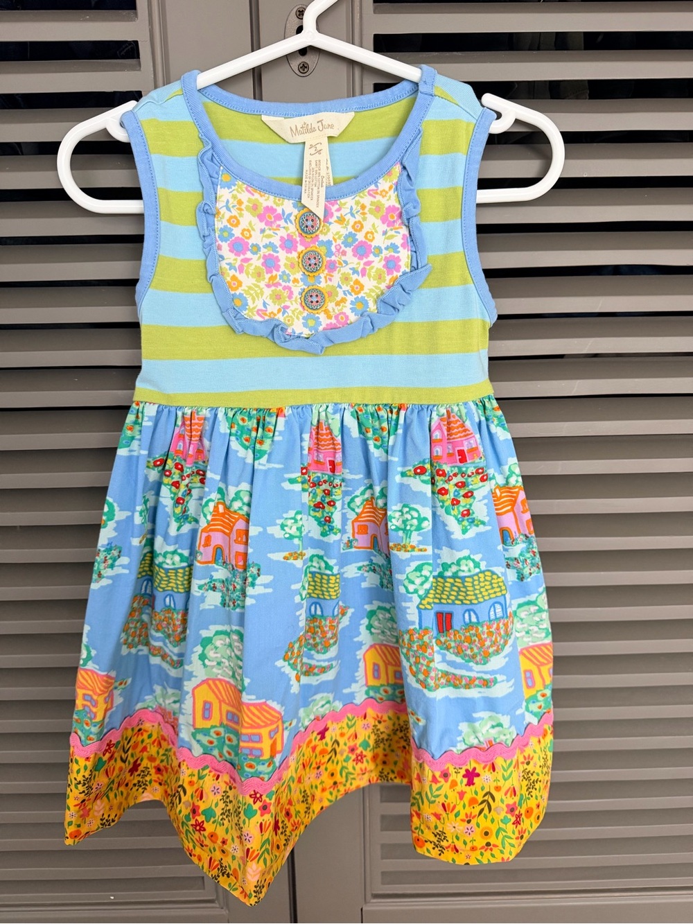 Matilda Jane Blue & Green Striped Sleeveless Floral Town Dress